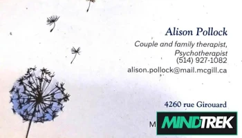Alison Pollock, Couple and family therapist, psychotherapist - Montréal