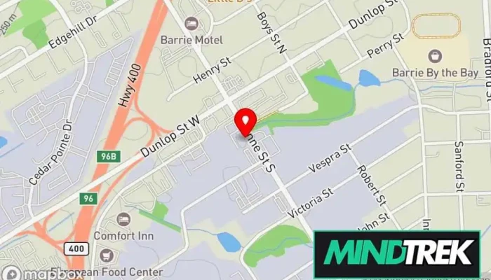 map of CFS Counselling + Wellbeing Counselor, Family counselor, Family service center, Marriage or relationship counselor, Mental health service, Wellness center in Barrie