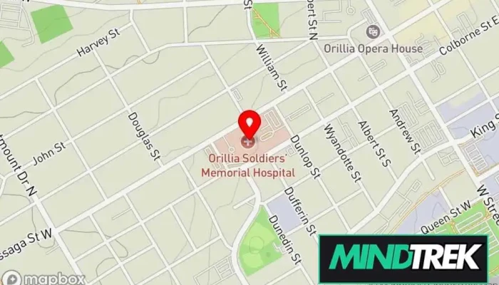 map of Community Mental Health Service Mental health clinic, Professional services in Orillia