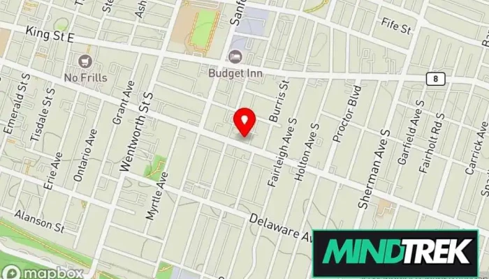 map of Flourish Therapy Practices Wellness center, Osteopath, Psychotherapist in Hamilton