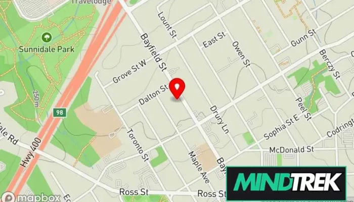 map of KB Counseling Services Mental health clinic in Barrie