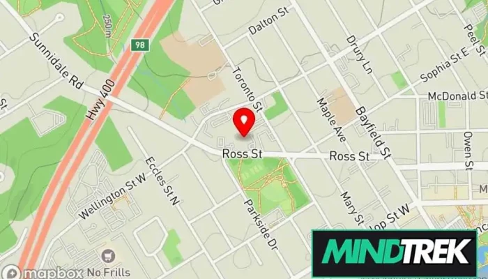 map of LiveWell Psychotherapy Psychotherapist in Barrie