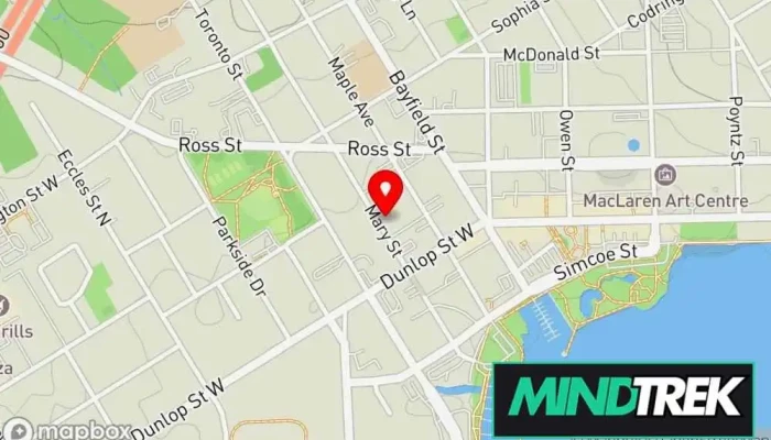 map of Mary Street Psychotherapy Centre Psychotherapist in Barrie