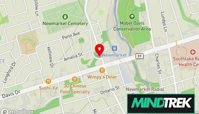 map of Meaghan Conte MEd RP Psychotherapist in Newmarket