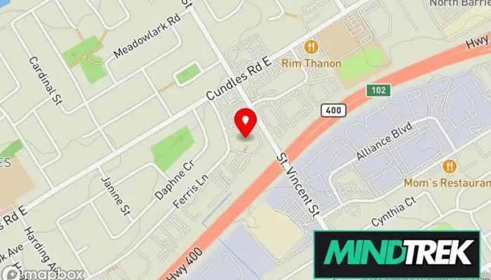 map of New Path Youth and Family Services Mental health service, Child psychologist, Mental health clinic in Barrie