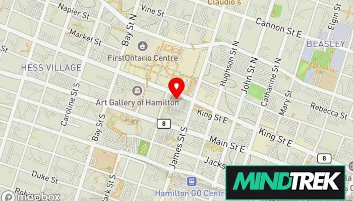 map of The Thoughts Psychotherapist, Addiction treatment center, Counselor in Hamilton